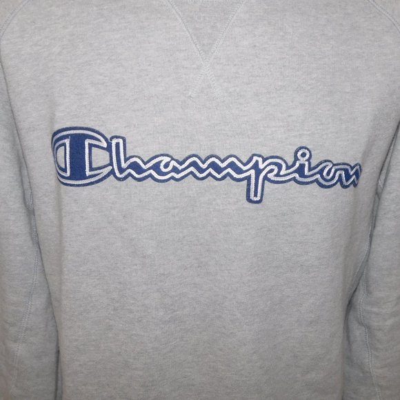 Champion Mens L Gray Logo Spellout Crewneck Sweatshirt Activewear Gym Athleisure - Picture 4 of 12